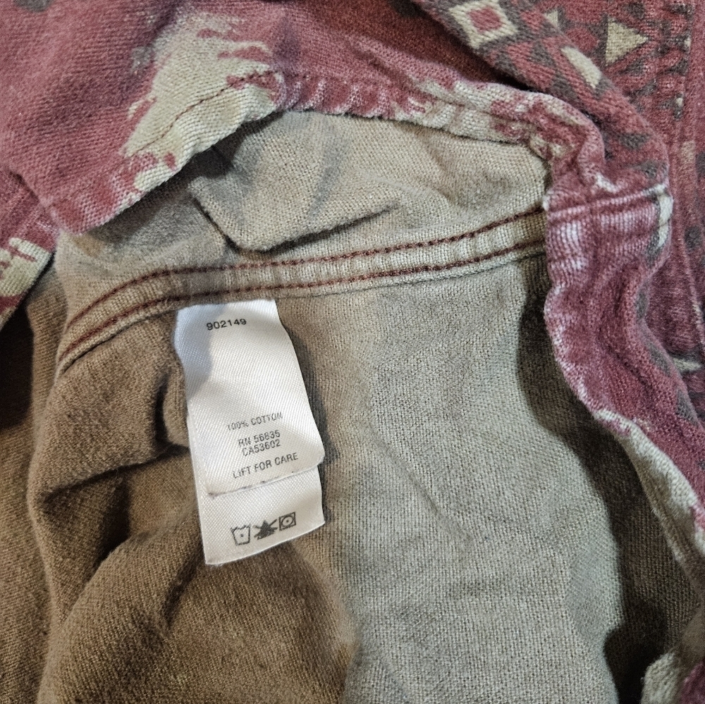 Cabela’s Deerskin Soft Chamois Shirt Men’s M Moose Tree Print Burgundy - Picture 6 of 7